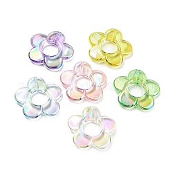 Cadres de perles acryliques irisés arc-en-ciel, placage UV transparent, fleur, couleur mixte, 31x5mm, Trou: 1.6mm, diamètre intérieur: 11 mm