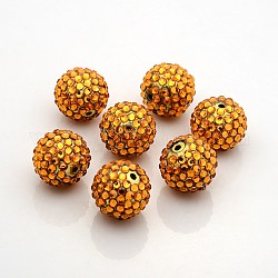 Resina bubblegum rhinestone abalorios de la bola, redondo, vara de oro, 20x18mm
