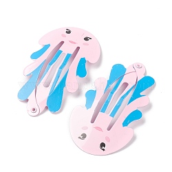 Baking Painted Iron Snap Hair Clips, for Children's Day, Jellyfish, Pink, 53x29.5x2.5mm