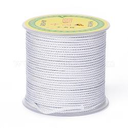Cordón trenzado de poliéster para la fabricación de joyas, gris claro, 2mm, alrededor de 27.34 yarda (25 m) / rollo