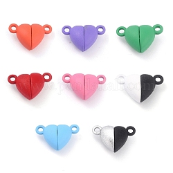 Fermoirs magnétiques en alliage avec boucles, cœur, couleur mixte, 15x9.5x6mm, Trou: 1.5mm