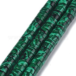 Perline malachite fili sintetici, perline Heishi, Rotondo piatto / disco, 6x3mm, Foro: 1 mm, circa 119~131pcs/filo, 14.76~15.74 pollici (37.5~40 cm)
