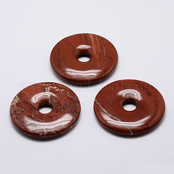 Natürliche rote Jaspis Anhänger, Donut / Pi-Scheibe, 56x9 mm, Bohrung: 10.5 mm