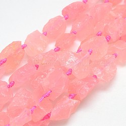 Pierre naturelle rose perles de quartz brins, pépites, 13~35x8~28mm, Trou: 2mm, Environ 15~19 pcs/chapelet, 15.74 pouce