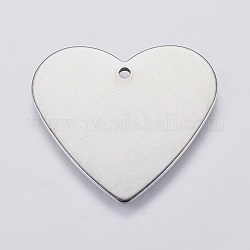 201 pendente in acciaio inossidabile con etichetta con pendenti vuoti, cuore, colore acciaio inossidabile, 24.5x27x1mm, Foro: 1.5 mm