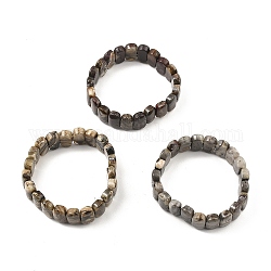Bracelets extensibles ovales en agate mexicaine naturelle, bracelet de tuiles, diamètre intérieur: 2-1/8~2-1/4 pouce (5.5~5.8 cm)