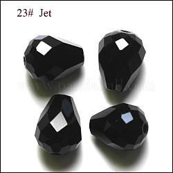 Имитация австрийских кристаллов, класс AAA, граненые, капля, чёрные, 6x8 мм, отверстие : 0.7~0.9 мм