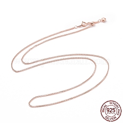 925 Sterling Silver Wheat Chains Necklace for Women, Rose Gold, 19.69 inch(50cm)