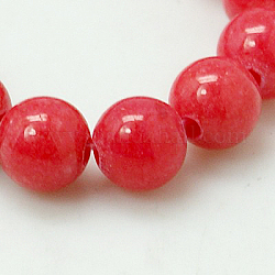 Natur Mashan Jade runde Perlen Stränge, gefärbt, Purpur, 8 mm, Bohrung: 1 mm, ca. 51 Stk. / Strang, 15.7 Zoll