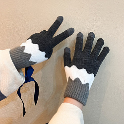 Gants de coton à tricoter, gants thermiques coupe-vent, gants à écran tactile, motif de vagues, 24.7 cm