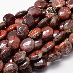 Flache runde natürliche Brekzien Jaspis Perlen Stränge, 14x12x5 mm, Bohrung: 1 mm, ca. 29 Stk. / Strang, 15.74 Zoll