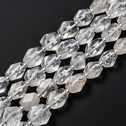 Chapelets de perles en cristal de quartz naturel, perles de cristal de roche, avec des perles de rocaille, facette, polygone, 11~16x9~12.5x8.5~11mm, Trou: 1.6mm, Environ 24 pcs/chapelet, 15.16~15.55 pouce (38.5~39.5 cm)