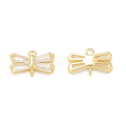Brass Clear Glass Connector Charms, Bowknot Links, Real 18K Gold Plated, 8x12x3mm, Hole: 1.2mm