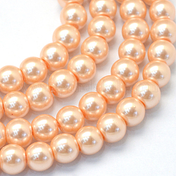 Chapelets de perles rondes en verre peint, saumon clair, 4~5mm, Trou: 1mm, Environ 200~210 pcs/chapelet, 31.4 pouce