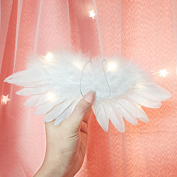 Plume d'aile d'ange mini poupée, avec corde de polyester, pour le bricolage moppet créations accessoires de photographie pour enfants accessoires de décoration, blanc, 90x210mm