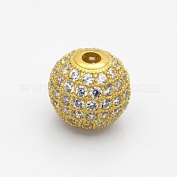 Micro cz ottone spianare grado aaa colore chiaro perle tonde zirconi, cadmio & nichel &piombo libero, oro, 12mm, Foro: 2 mm