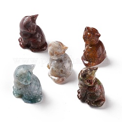 Natürliche Jade-Skulptur-Display-Dekorationen, für den Homeoffice-Schreibtisch, Katze, 19~21x21~24x31~32 mm
