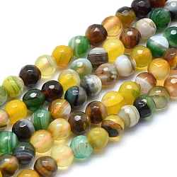 Natürliche Achat Perlen, gefärbt, facettiert rund, Mischfarbe, 6 mm, Bohrung: 1 mm, ca. 61 Stk. / Strang, 14.3 Zoll (36.5 cm)