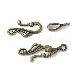 Tibetan Style Hook and Eye Clasps, Zinc Alloy Hook and Eye Clasps, Lead Free, Cadmium Free and Nickel Free, Antique Bronze, Toggle: 12mm wide, 25mm long, Bar: 16mm long, hole: 3mm