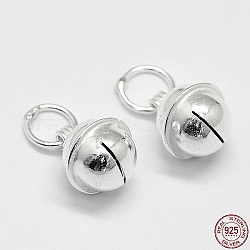 Стерлингового серебра колокола подвески, с латунным, серебряные, 8x7 мм, отверстие : 3.5 мм
