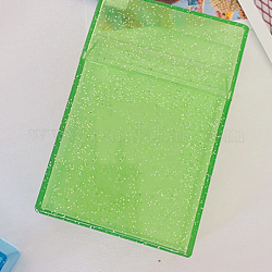 Boîtes de rangement pour cartes photo à paillettes en pvc, porte-cartes d'album, rectangle, lime green, 9.1x6x2.8 cm