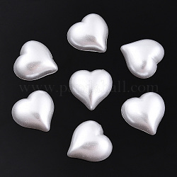 ABS Plastic Imitation Pearl Cabochons, Heart, White, 15x15x5mm