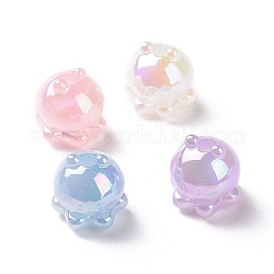 Luminous Rainbow Iridescent Plating Acrylic Beads, Glitter Beads, Glow in the Dark, Octopus, Mixed Color, 17.5x17.5mm, Hole: 3.5mm