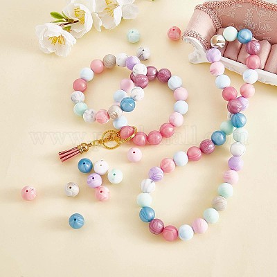 15mm Pearl Pink Silicone Beads, Pink Round Silicone Beads, Beads Wholesale