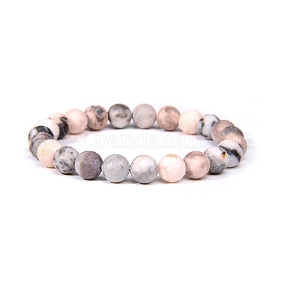 Bracciali elasticizzati con perle di diaspro naturale zebra&nbsp;BJEW-K212-A-035-1