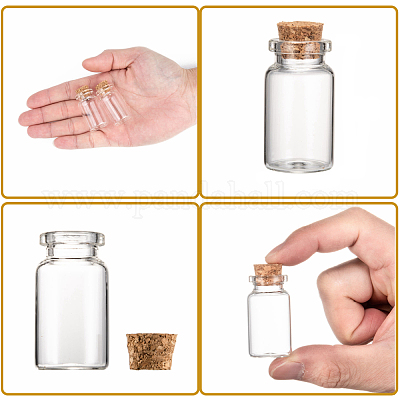 10pcs Mini Pequeño Botellas de Vidrio con Transparente Tapón Corcho Viales  Botes