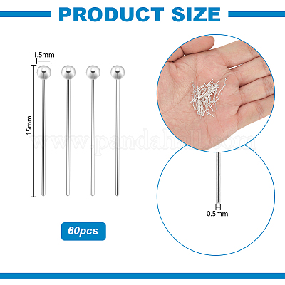60 pz. 925 spilli con testa in argento sterling&nbsp;STER-PH0003-11-1