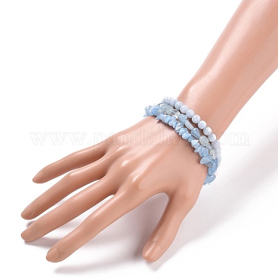 Braccialetti di stirata acquamarina naturale&nbsp;BJEW-JB05649-1