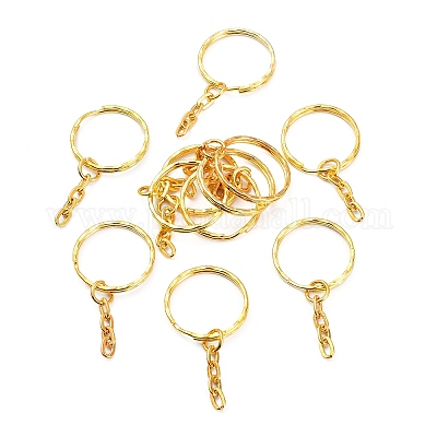 PandaWhole Iron Split Key Rings, with Chains and Peg Bails, Keychain Clasp Findings, Inner Diameter: 20mm, 60x2.5mm IronSize: Size: about