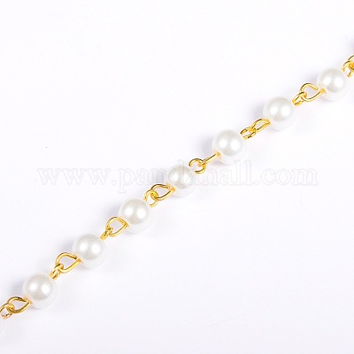 Wholesale Handmade Round Glass Pearl Beads Chains for Necklaces Bracelets  Making 