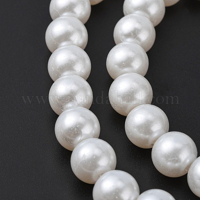 Wholesale White Glass Pearl Round Loose Beads For Jewelry Necklace Craft  Making 