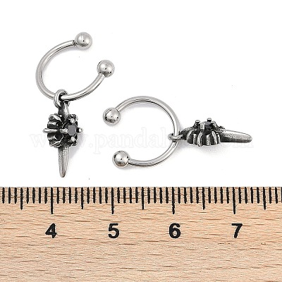 JewelryWe Set 4 Coppie Orecchini A Cerchio In Acciaio Inossidabile - Argento/Oro/Nero - Diametro 7-14mm - 6