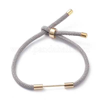 Braided Nylon Cord Bracelet Making, with Brass Findings, Gray, 9-1/2  inch(24cm), Link: 30x4mm