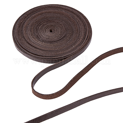GORGECRAFT 5.5Yds 8mm Flat Genuine Leather Cord Natural Leather String Lace  Strips Full Grain Cowhide Braiding String Roll for Jewelry Making DIY