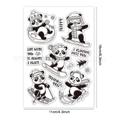 Panda Wooden Stamps, Panda's Daily Life Rubber Stamps, Original