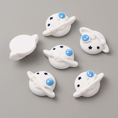 Cabochons en résine opaque thème espace&nbsp;CRES-WH0001-50-1