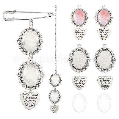 Kit Fai Da Te Portachiavi E Ciondoli SUPERFINDINGS | 20 Pezzi In Lega Con Cabochon In Vetro | Formato 37x28x2 Mm | 2 Colori - 4