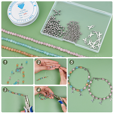 Kit de fabrication de bracelet à breloques ruban de sensibilisation  chgcraft diy en gros pour création de bijoux 