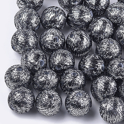Perline rivestite in tessuto di filo di poliestere&nbsp;WOVE-T009-12mm-03-1