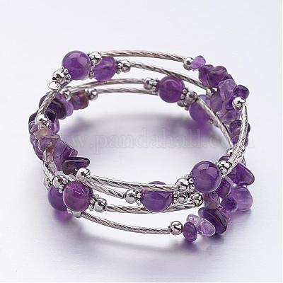 Wholesale Four Loops Wrap Amethyst Beads Bracelets 