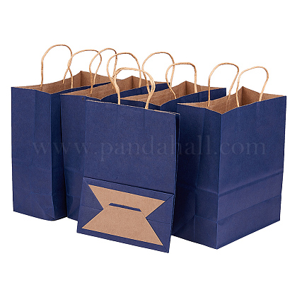 BENECREAT 30 PCS Kraft DarkBlue Paper Gift Bags Carrier Bags with Twisted Handles for Arts & Crafts Projects CARB-BC0001-09-1