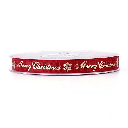 Polyester Grosgrain Ribbon for Christmas SRIB-P013-C02-1