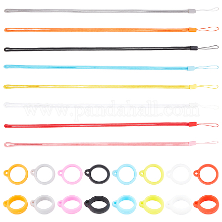 GORGECRAFT 32PCS 8 Colors Necklace Lanyard Set Including 16Pcs Nonslip Rubber Rings Loop 16Pcs Loss-Proof Pendant Lanyard String Holder for Pens Protective Office Keychains Accessories AJEW-GF0006-18-1