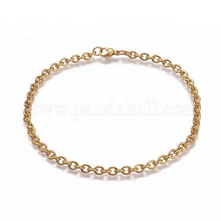 304 Stainless Steel Cable Chain Anklets AJEW-H100-01G-1