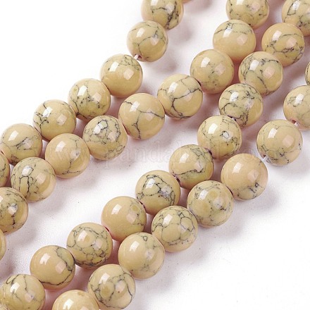 Chapelets de perles en turquoise synthétique G-E525-8mm-02-1