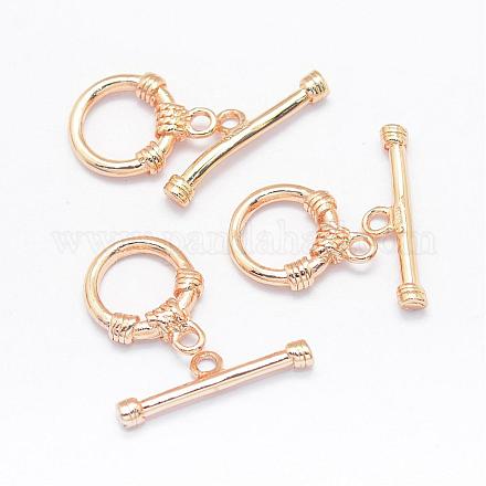 Rack Plating Brass Ring Toggle Clasps KK-E672-023KCG-1